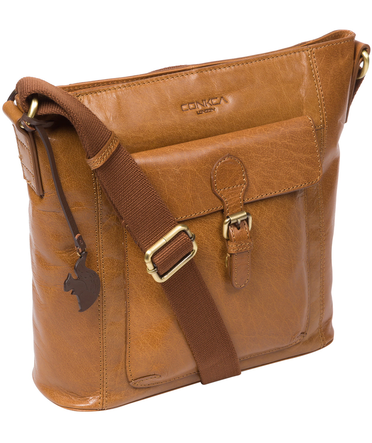 'Vonda' Dark Tan Leather Cross Body Bag