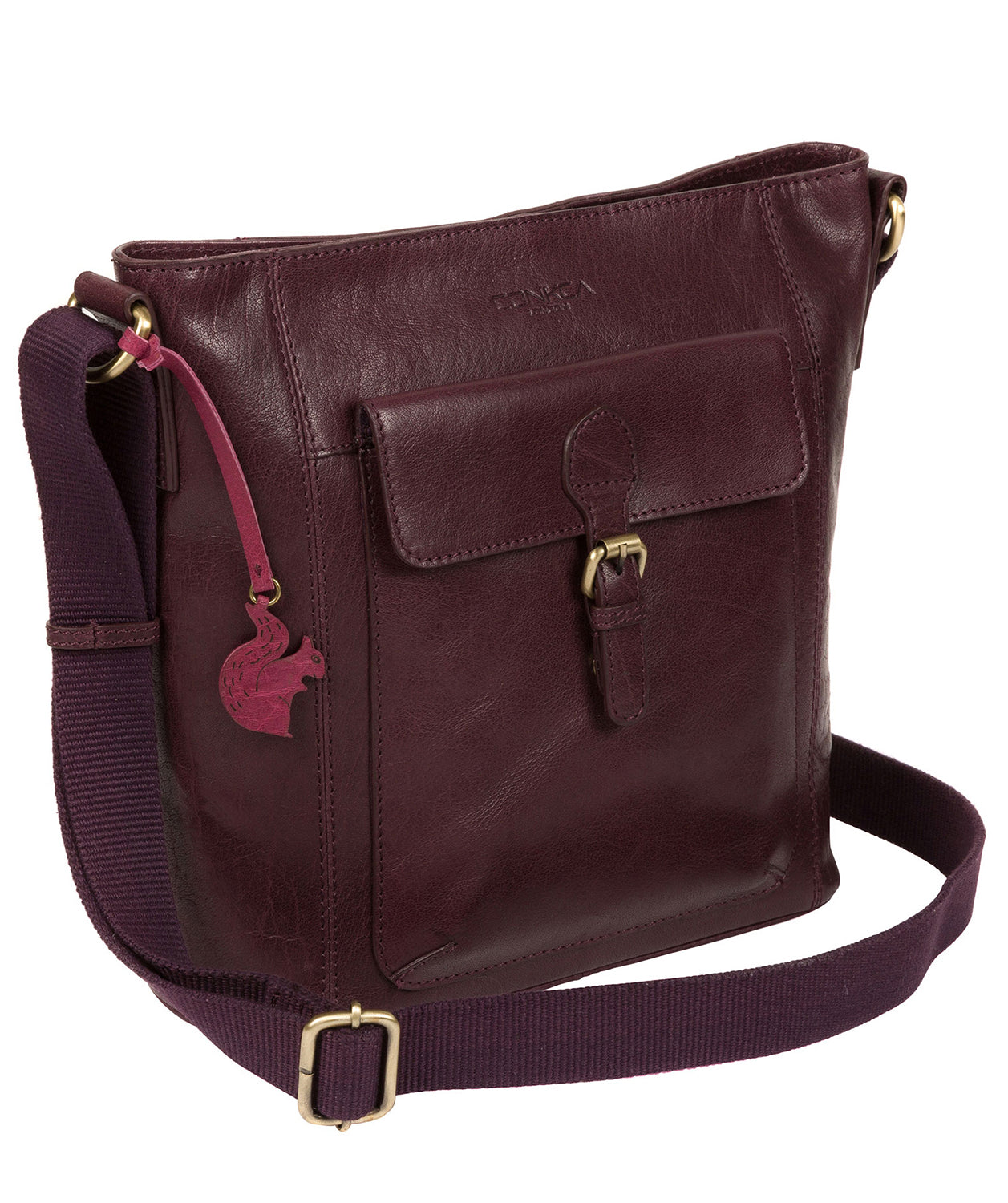 'Vonda' Plum Leather Cross Body Bag image 3