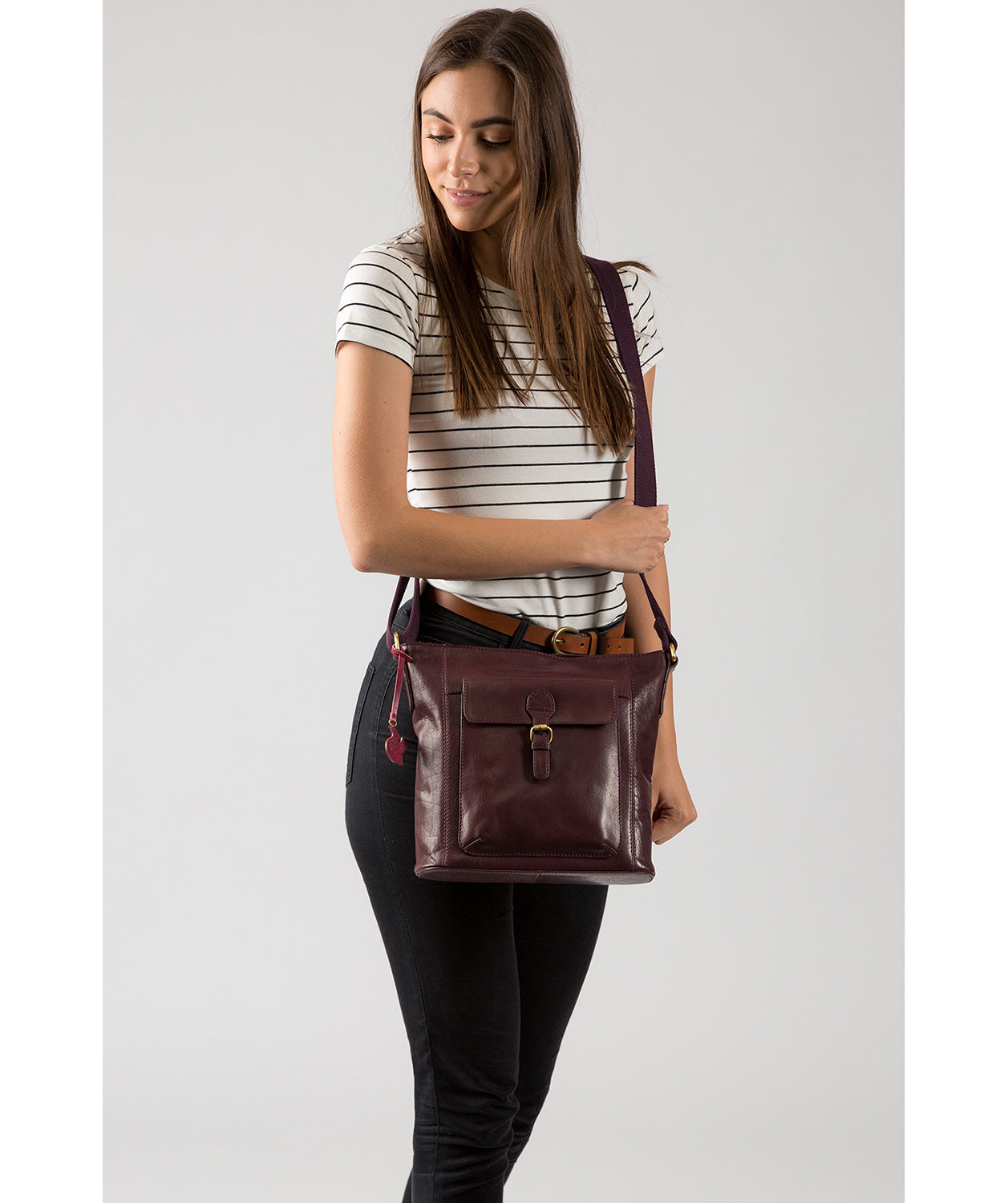 'Vonda' Plum Leather Cross Body Bag image 2