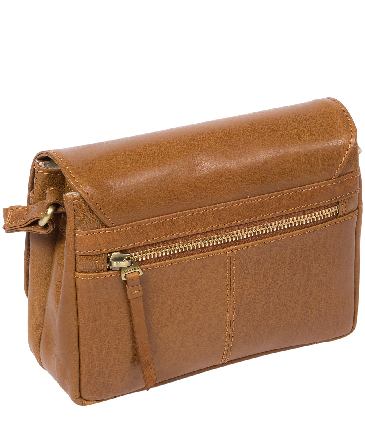 'Marta' Dark Tan Leather Cross Body Bag