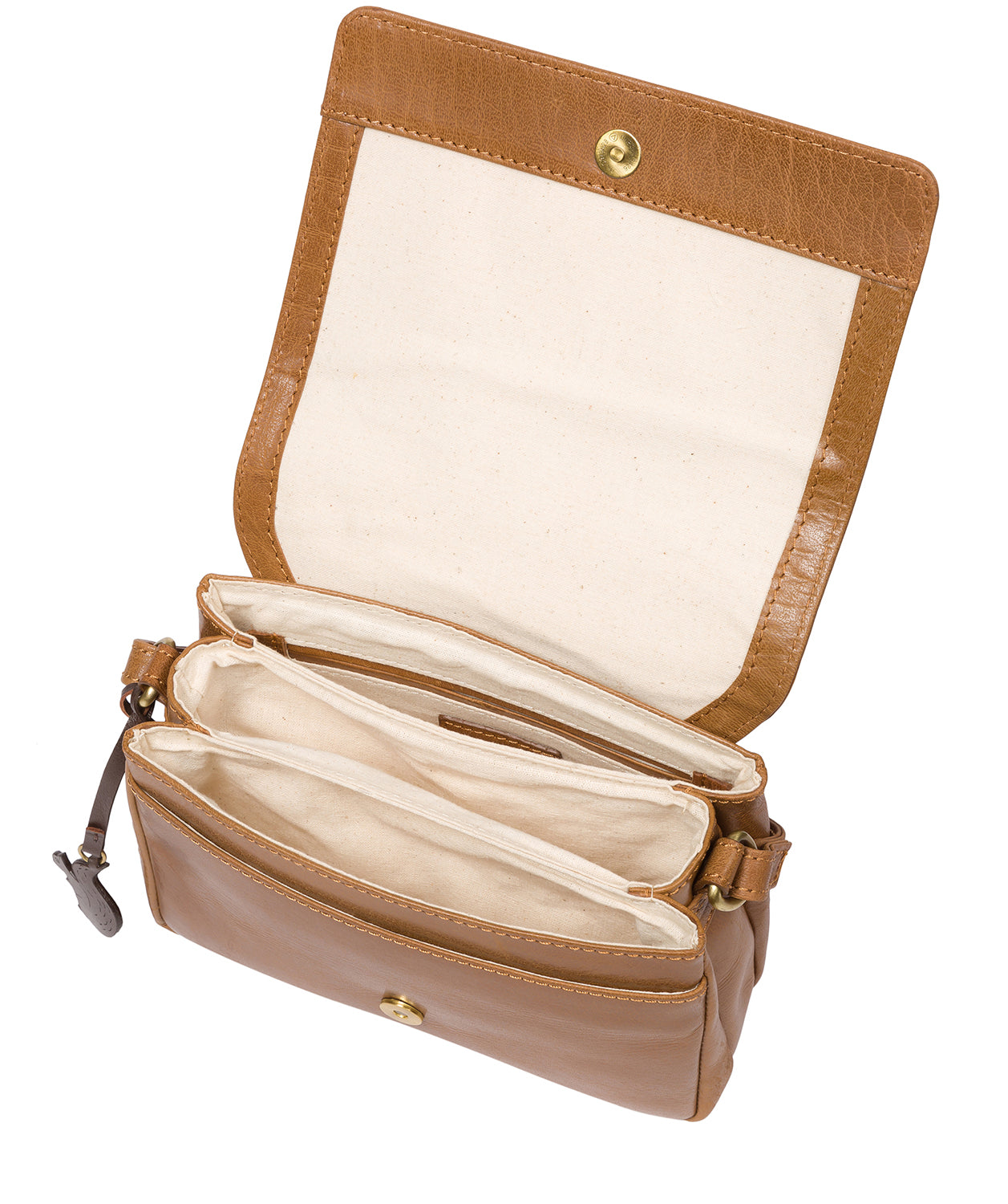 'Marta' Dark Tan Leather Cross Body Bag