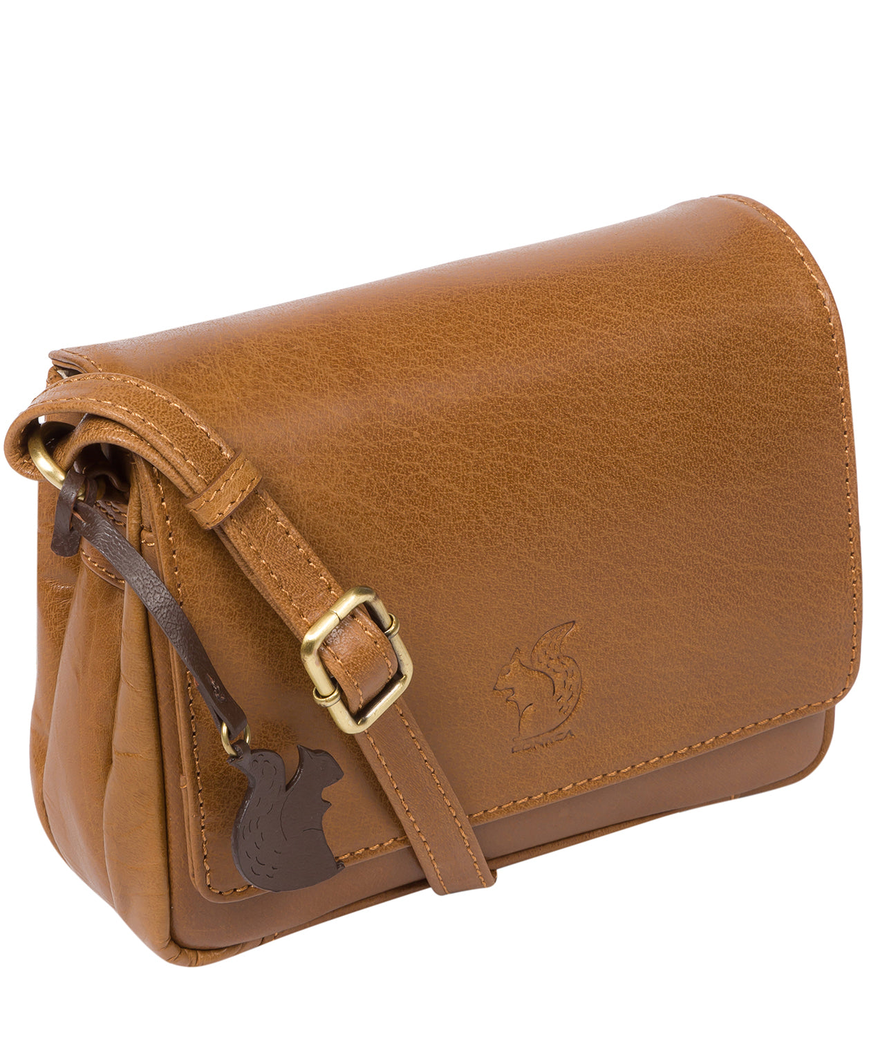 'Marta' Dark Tan Leather Cross Body Bag