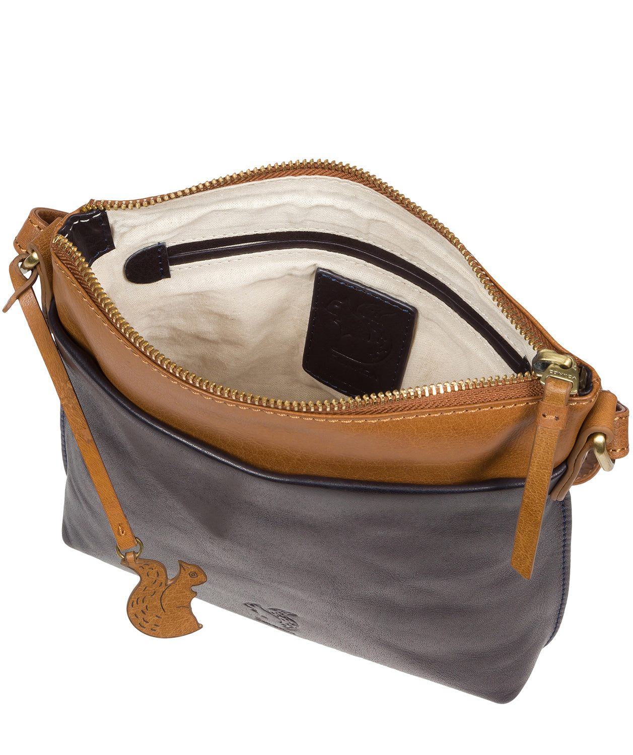 'Nikita' Navy & Dark Tan Leather Cross Body Bag