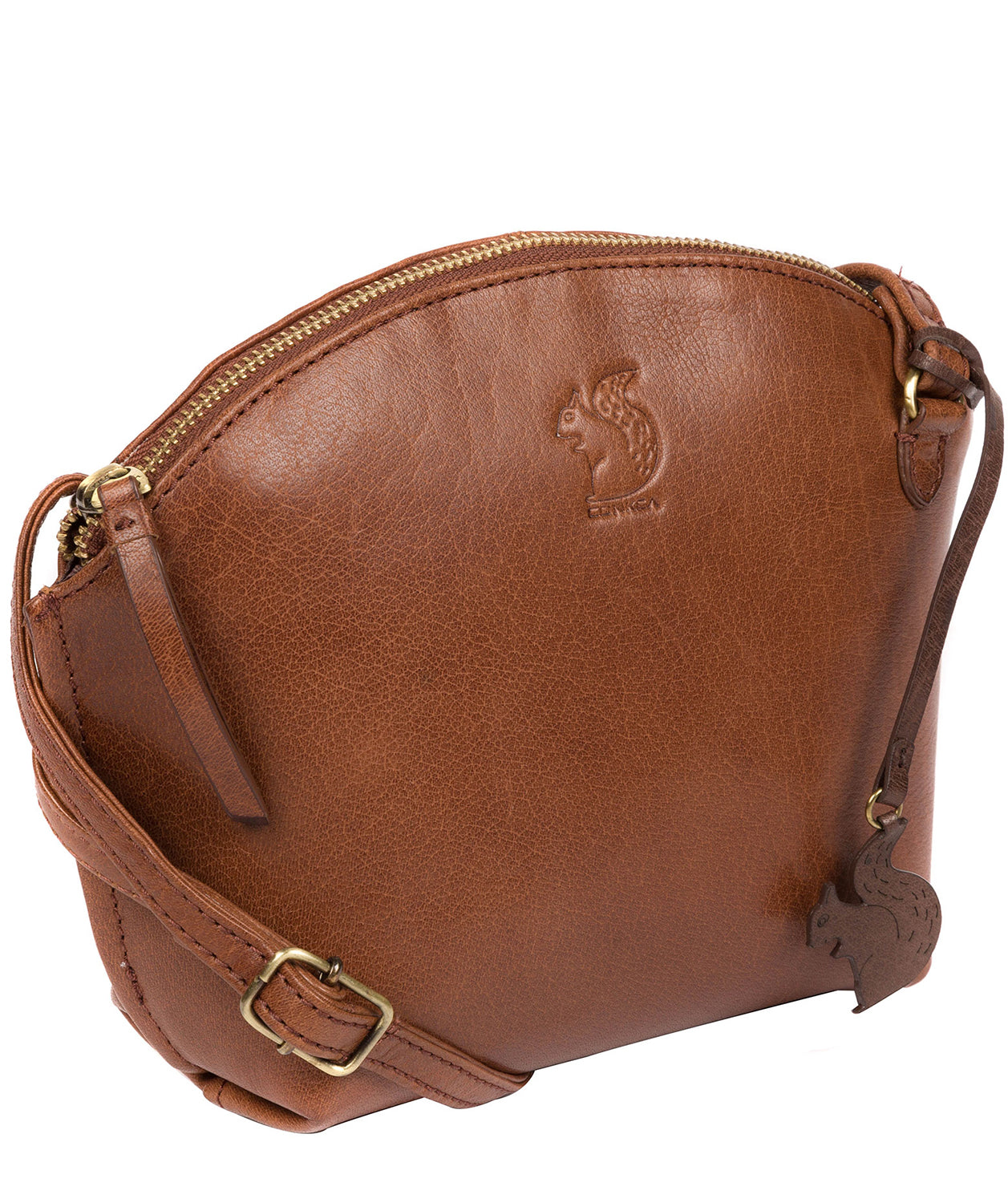 'Wym' Conker Brown Leather Cross Body Bag image 6