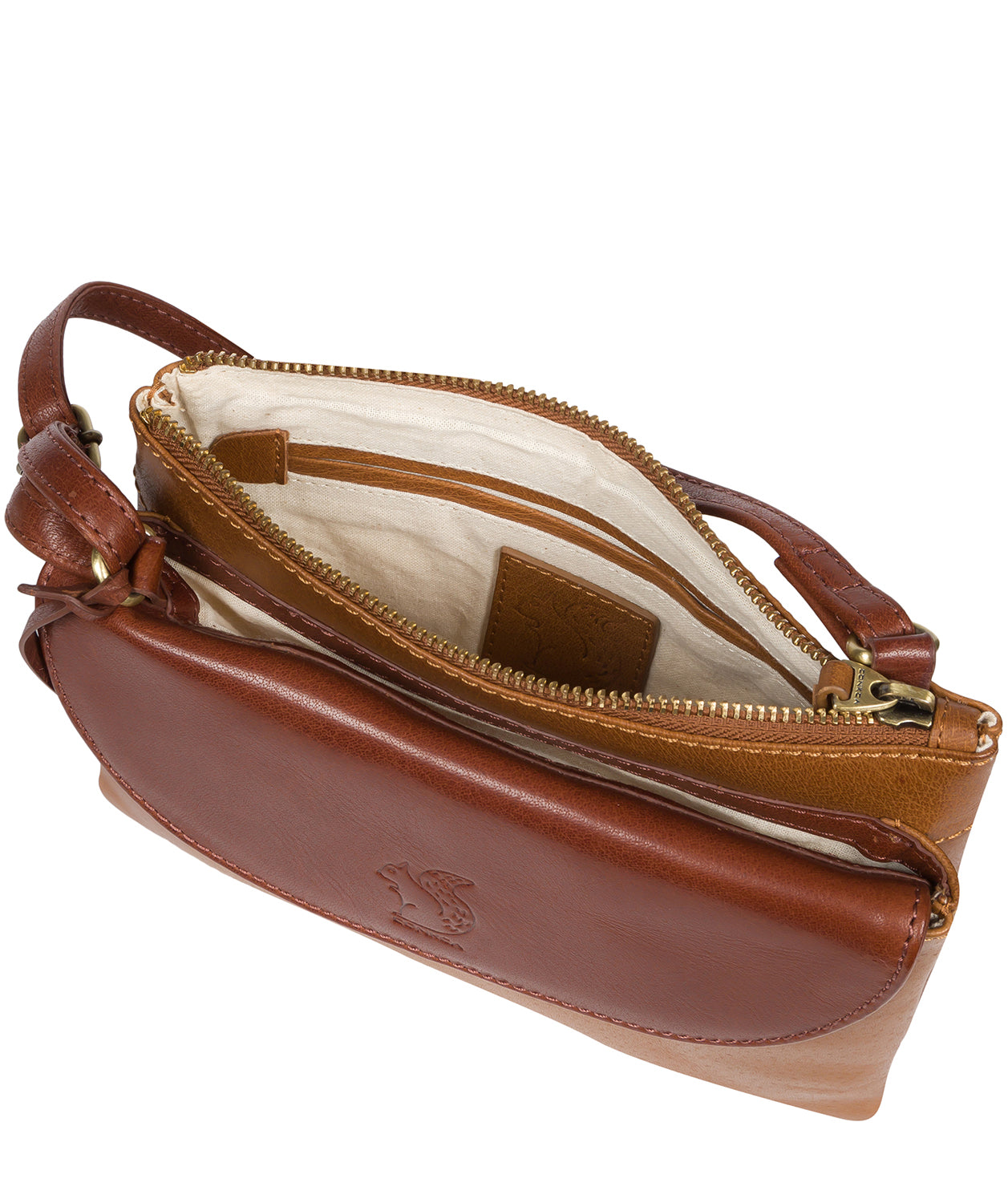 'Tillie' Dark Tan & Conker Brown Leather Cross Body Bag