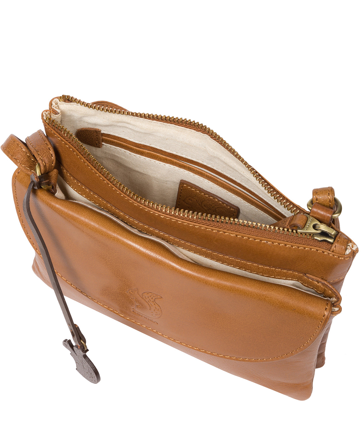 'Tillie' Dark Tan Leather Cross Body Bag