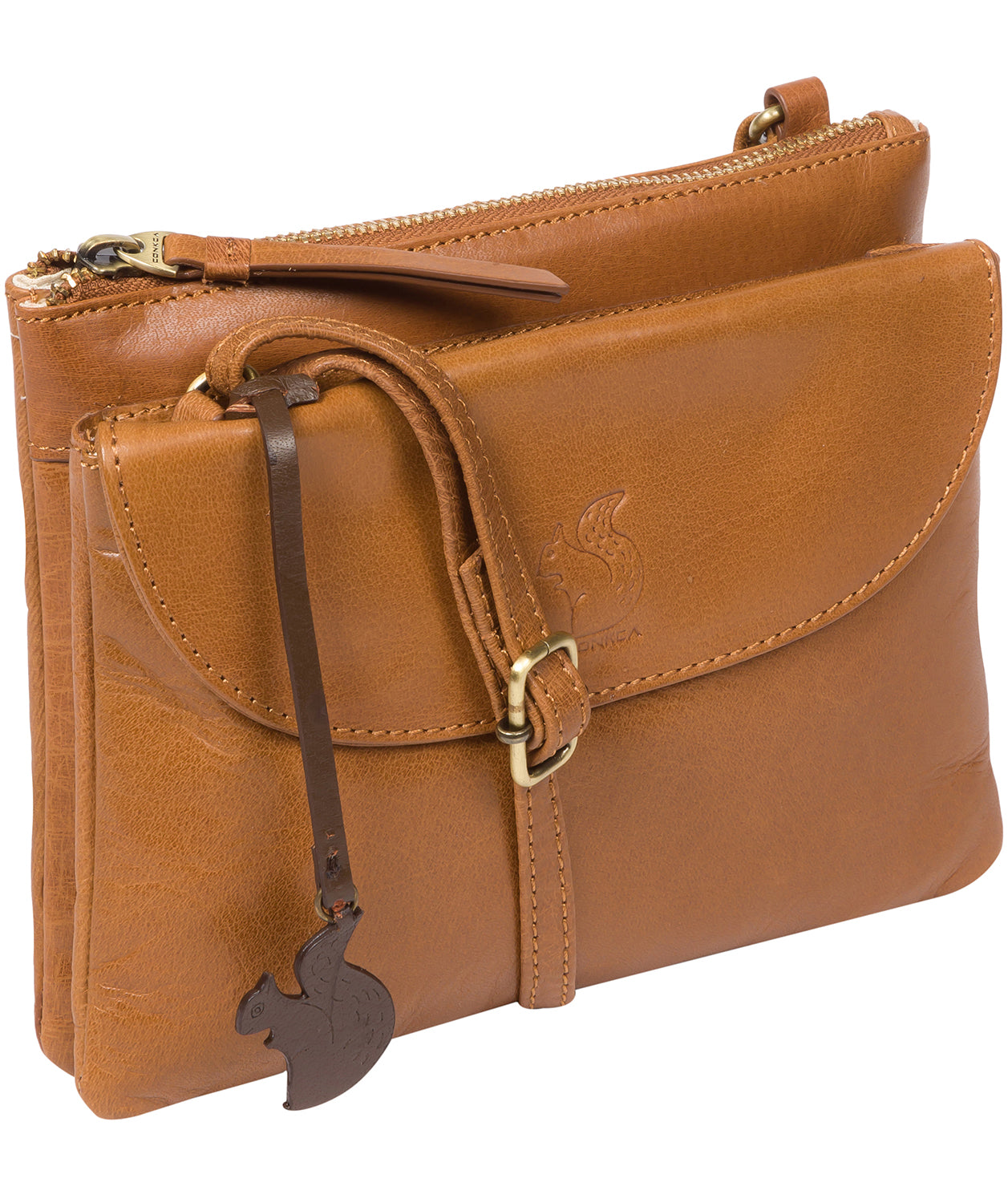 'Tillie' Dark Tan Leather Cross Body Bag