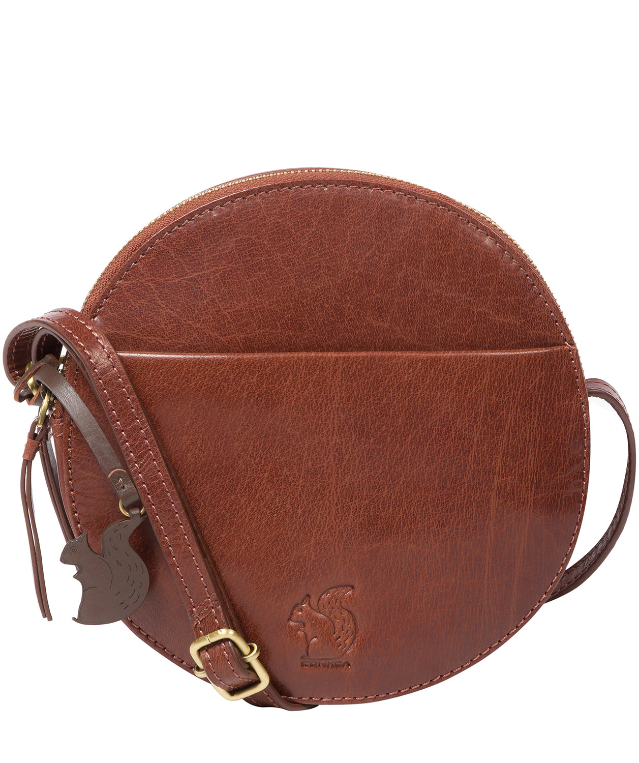 'Rolla' Conker Brown Leather Cross Body Bag - Main Image