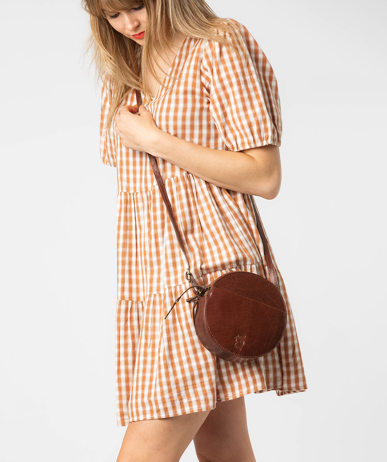 'Rolla' Conker Brown Leather Cross Body Bag