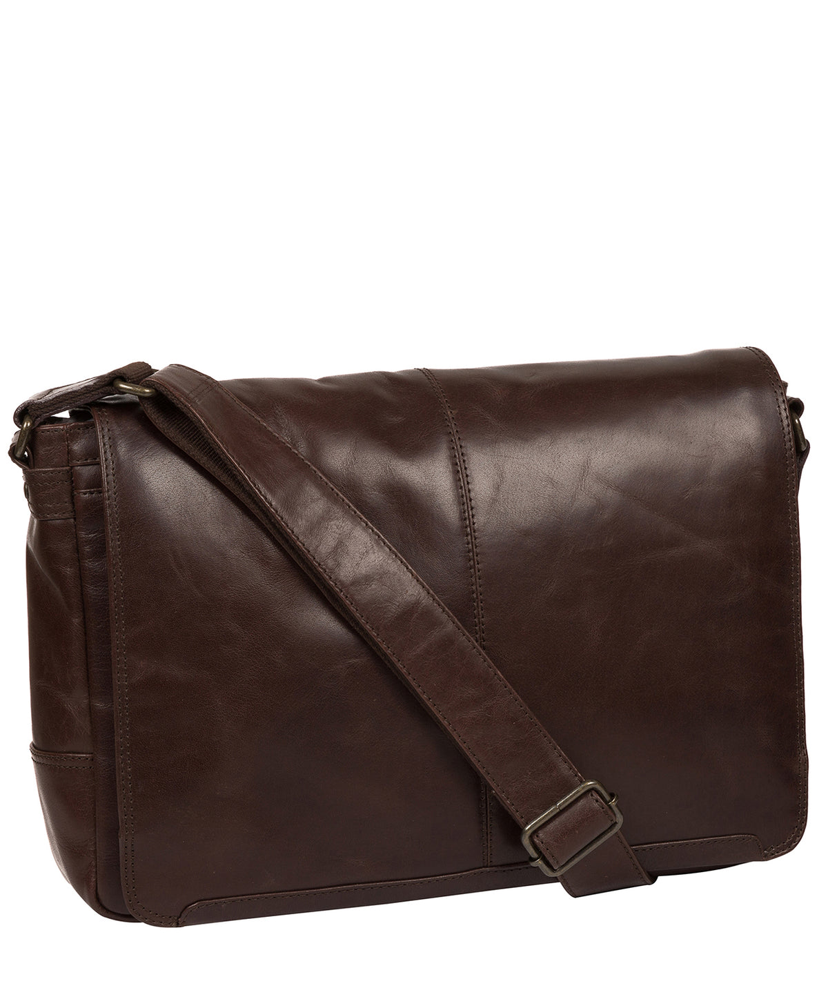 'Leao' Dark Brown Leather Messenger Bag image 5