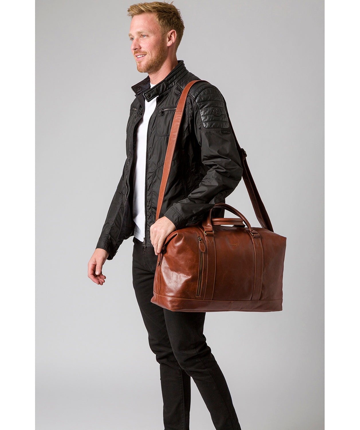 'Rivellino' Conker Brown Leather Holdall