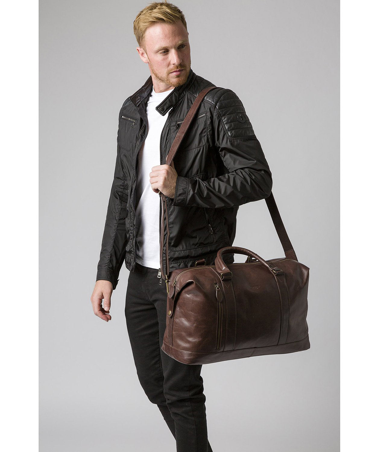 'Rivellino' Dark Brown Leather Holdall