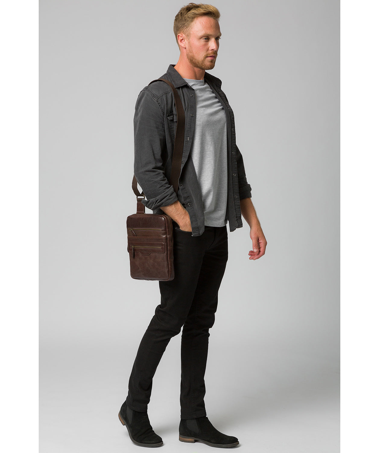 'Jairizinho' Dark Brown Leather Cross Body Bag image 2