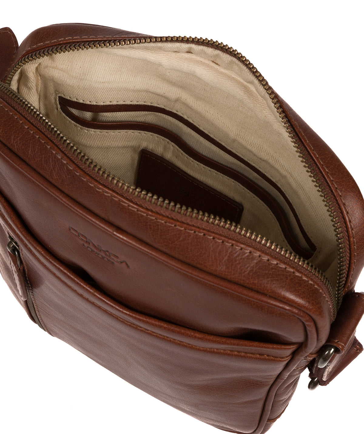 'Carlos' Conker Brown Leather Cross Body Bag image 4