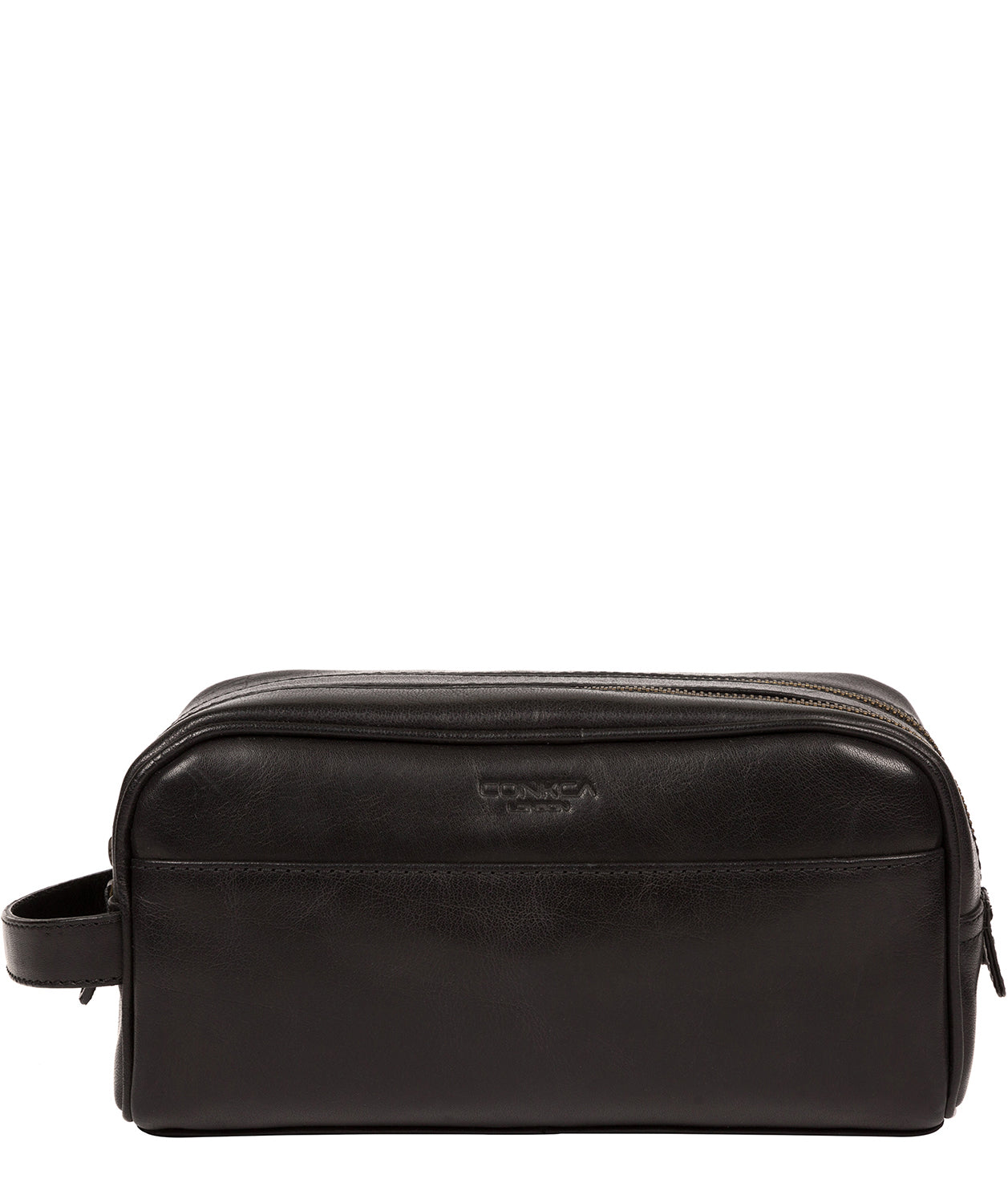 'Alberto' Black Leather Washbag image 1
