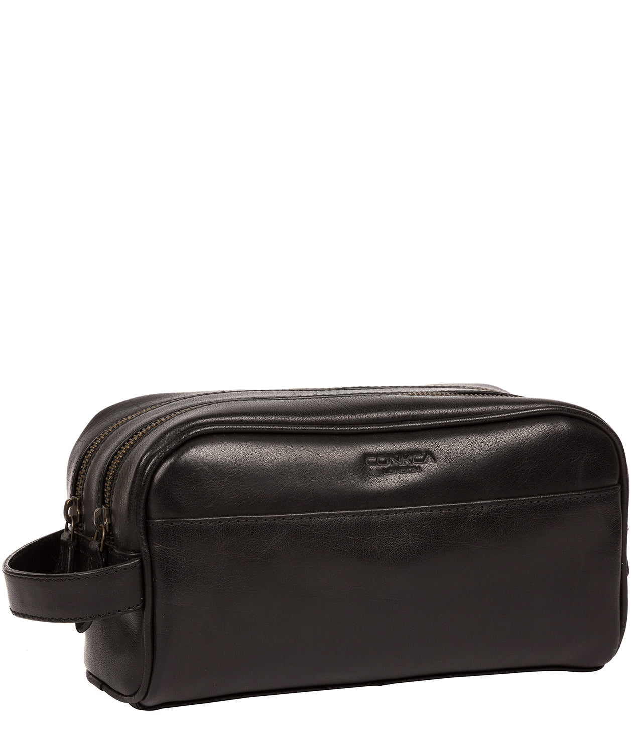 'Alberto' Black Leather Washbag image 5