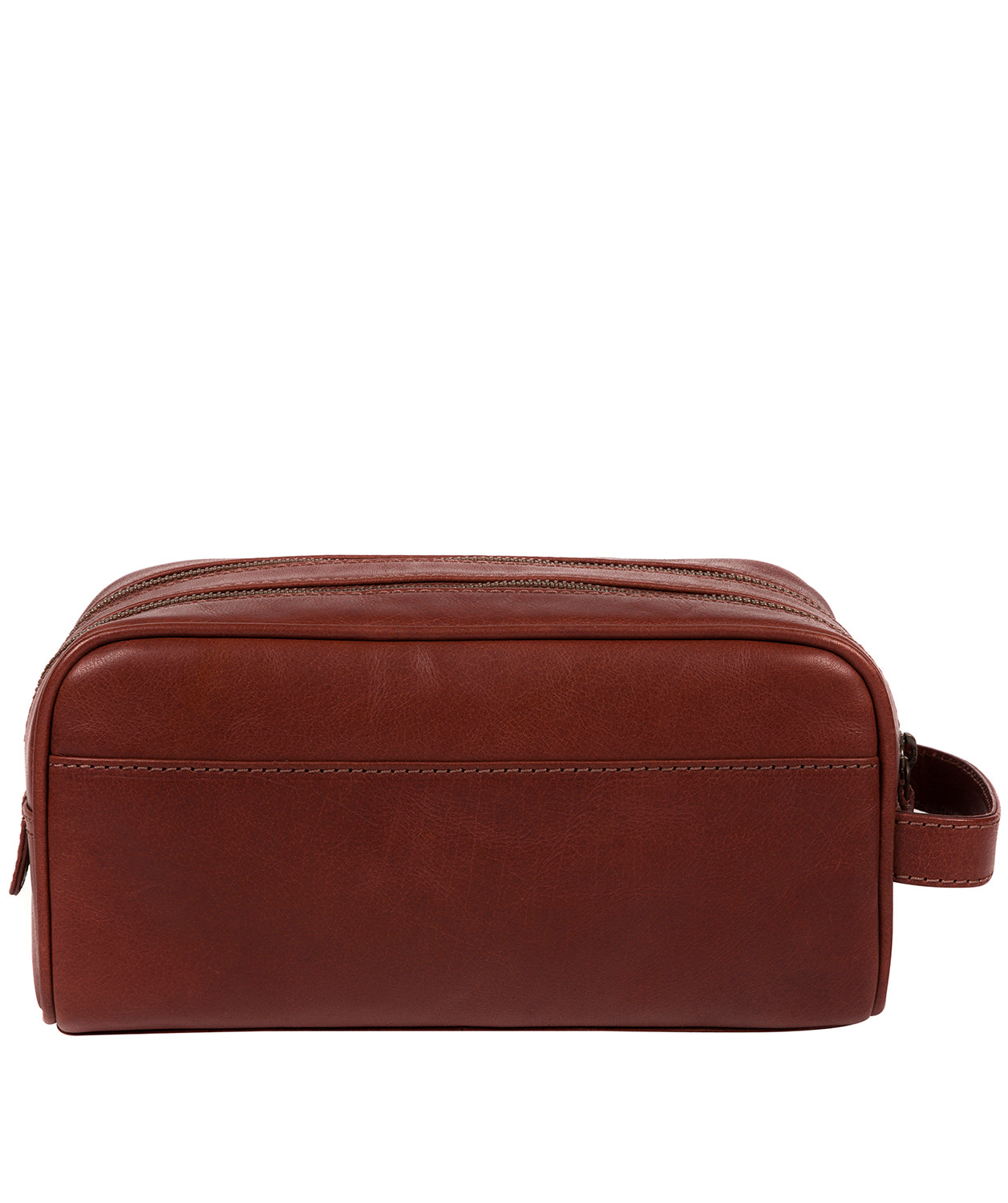 'Alberto' Conker Brown Leather Washbag