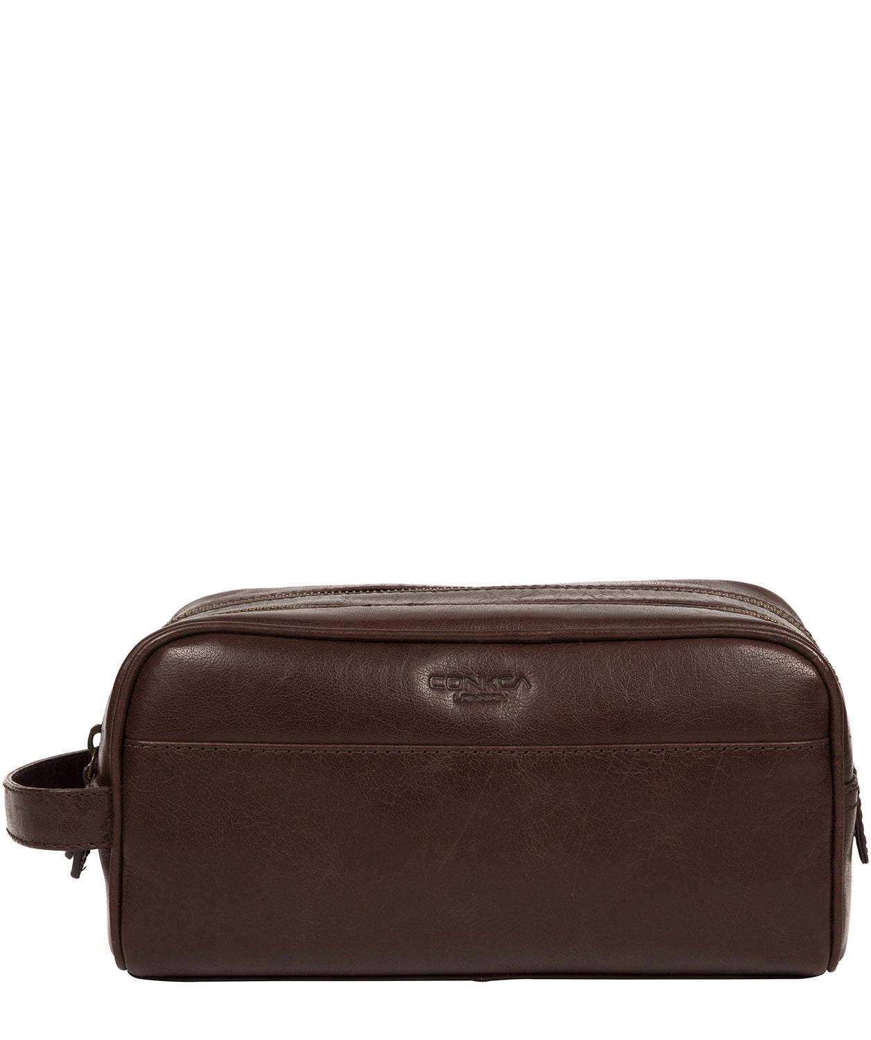 'Alberto' Dark Brown Leather Washbag image 1