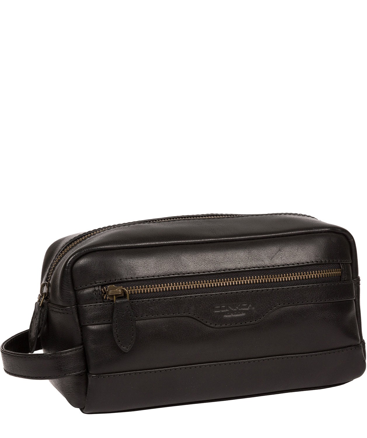 'Careca' Black Leather Washbag Pure Luxuries London