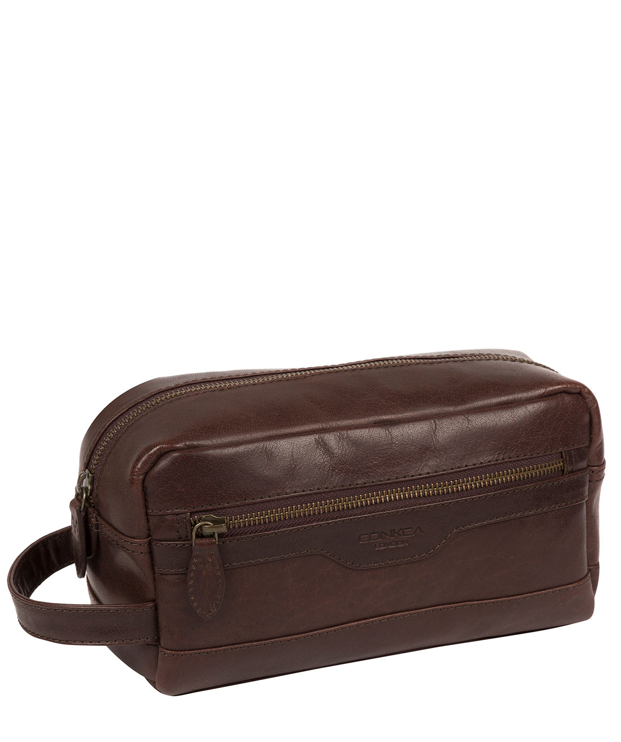 'Careca' Dark Brown Leather Washbag Pure Luxuries London