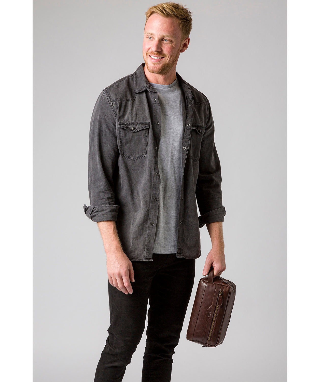 'Careca' Dark Brown Leather Washbag image 2