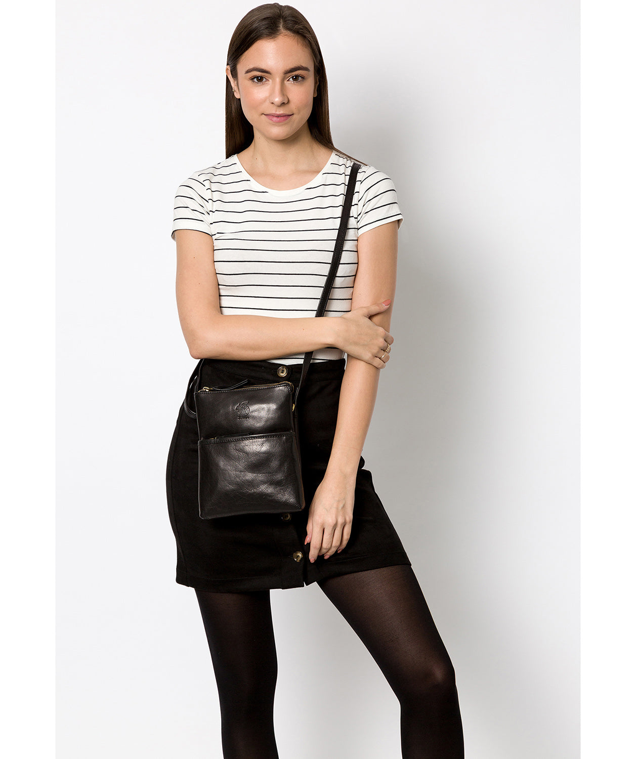 'Fernandez' Black Leather Cross Body Bag