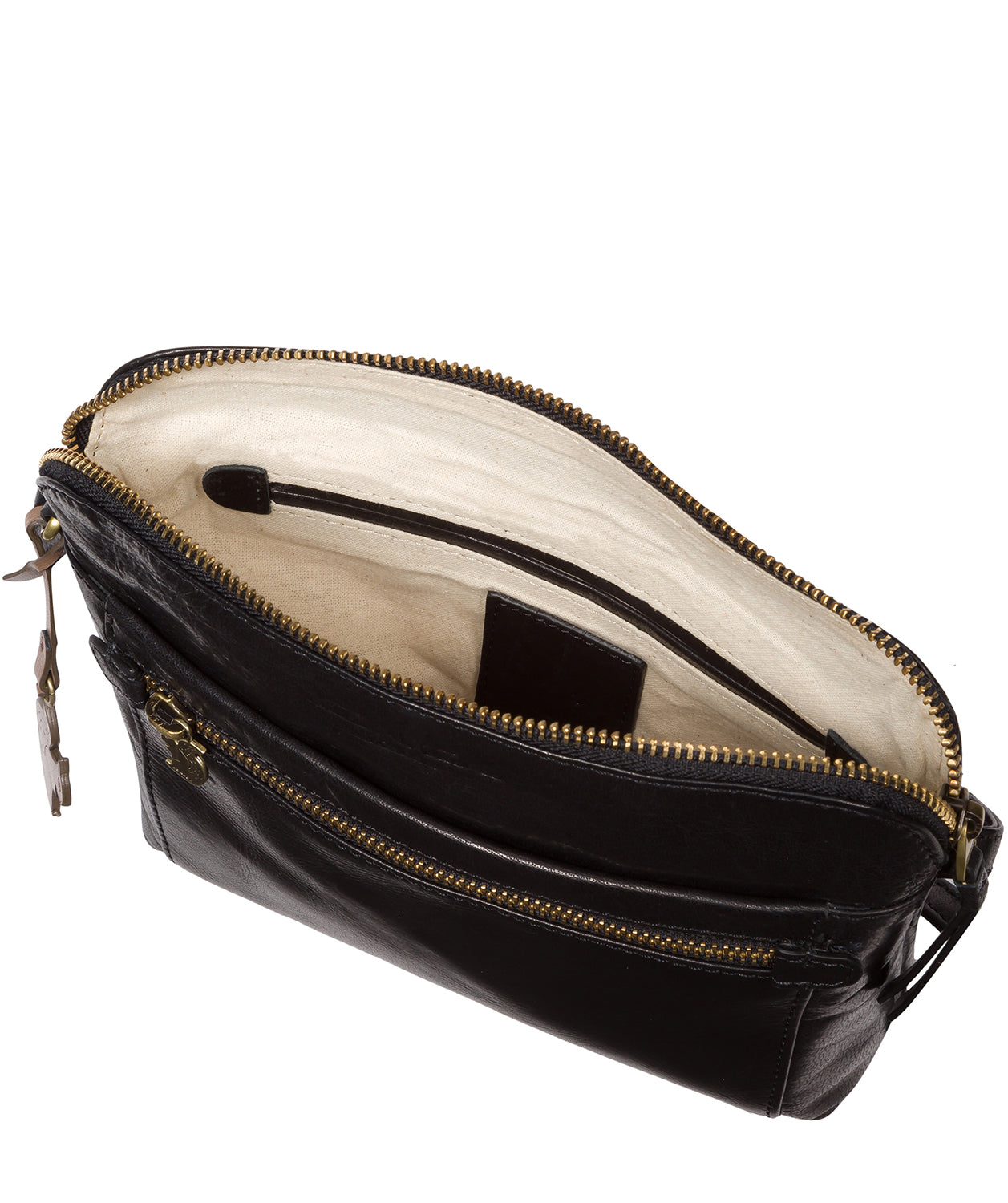 'Frida' Black Leather Cross Body Bag