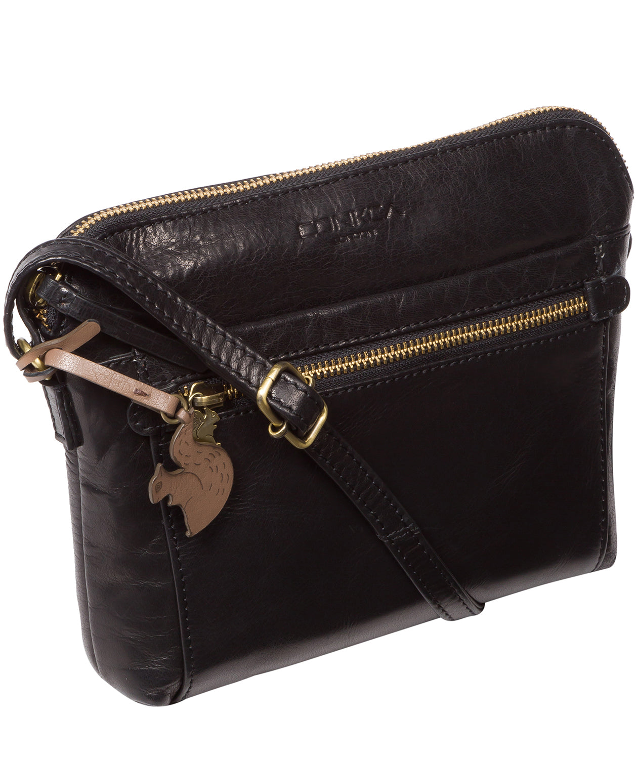 'Frida' Black Leather Cross Body Bag