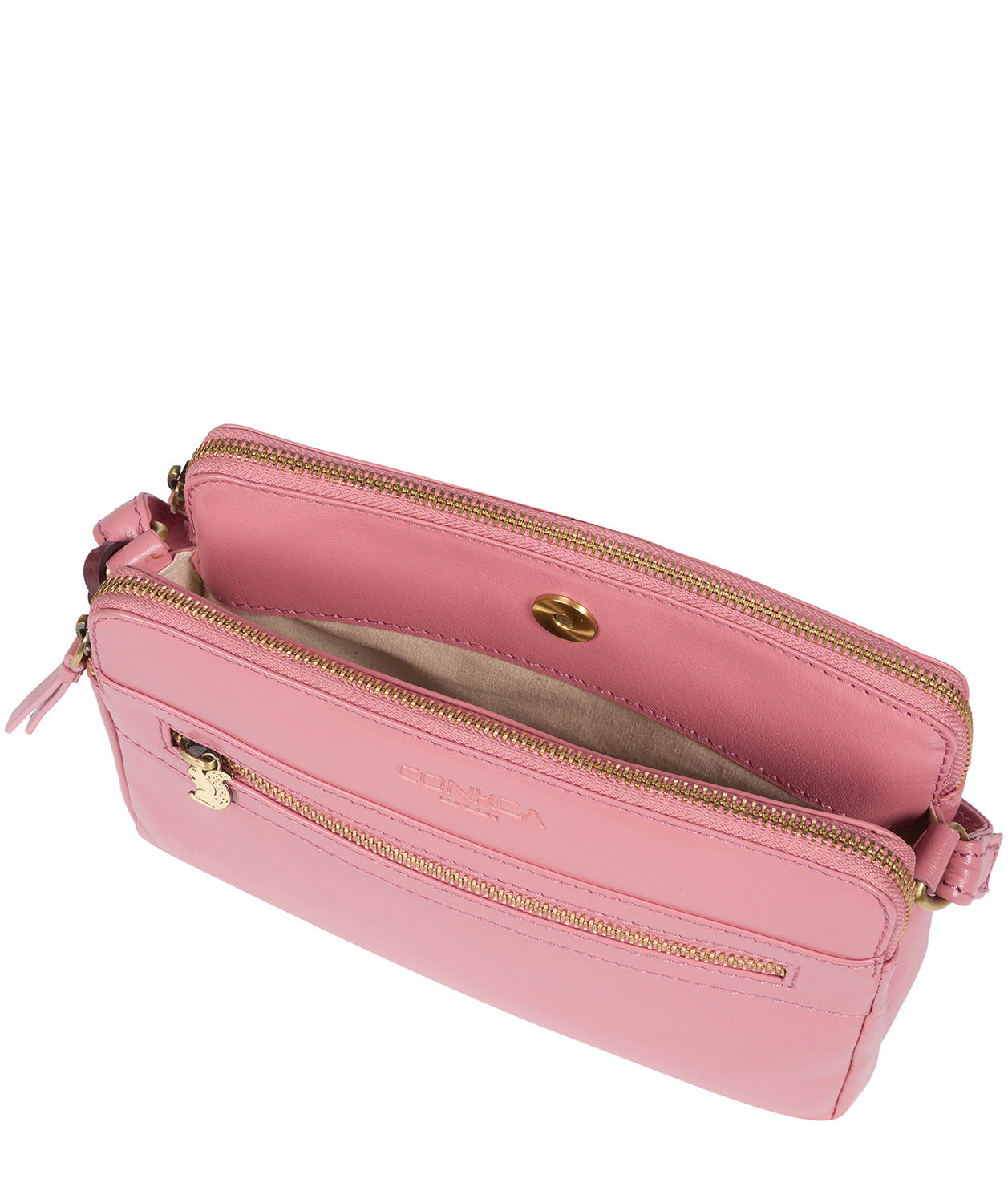 'Drew' Blush Leather Cross Body Bag