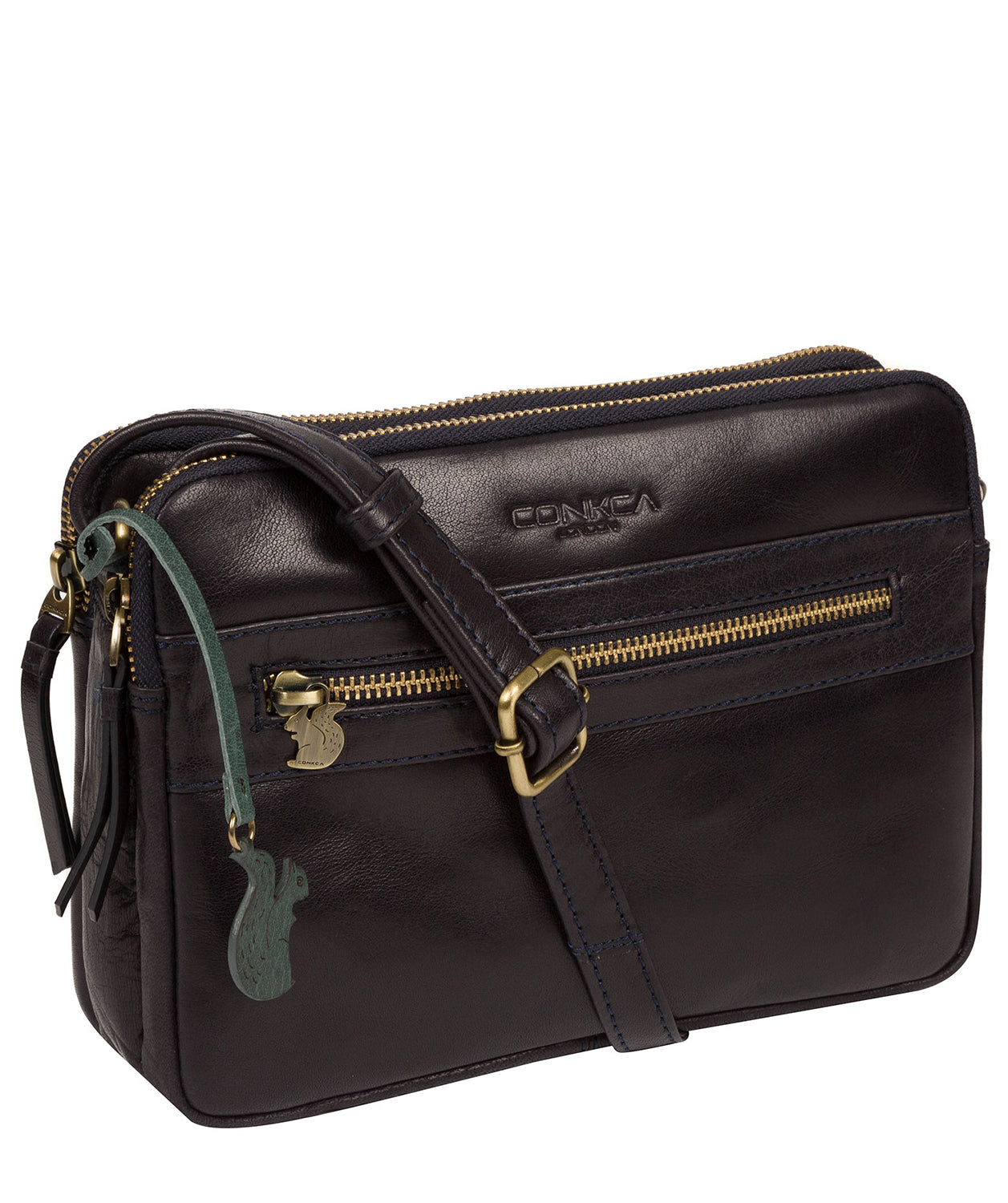 'Drew' Navy Leather Cross Body Bag Pure Luxuries London