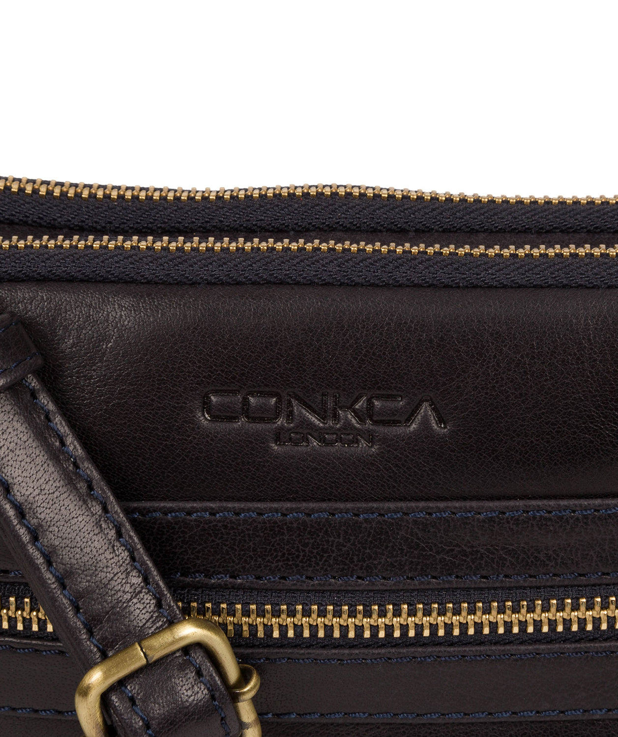 'Drew' Navy Leather Cross Body Bag Pure Luxuries London