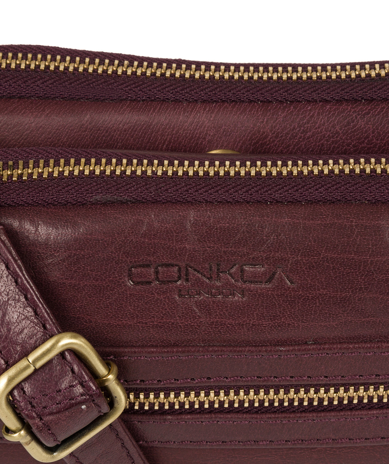 'Drew' Plum Leather Cross Body Bag Pure Luxuries London