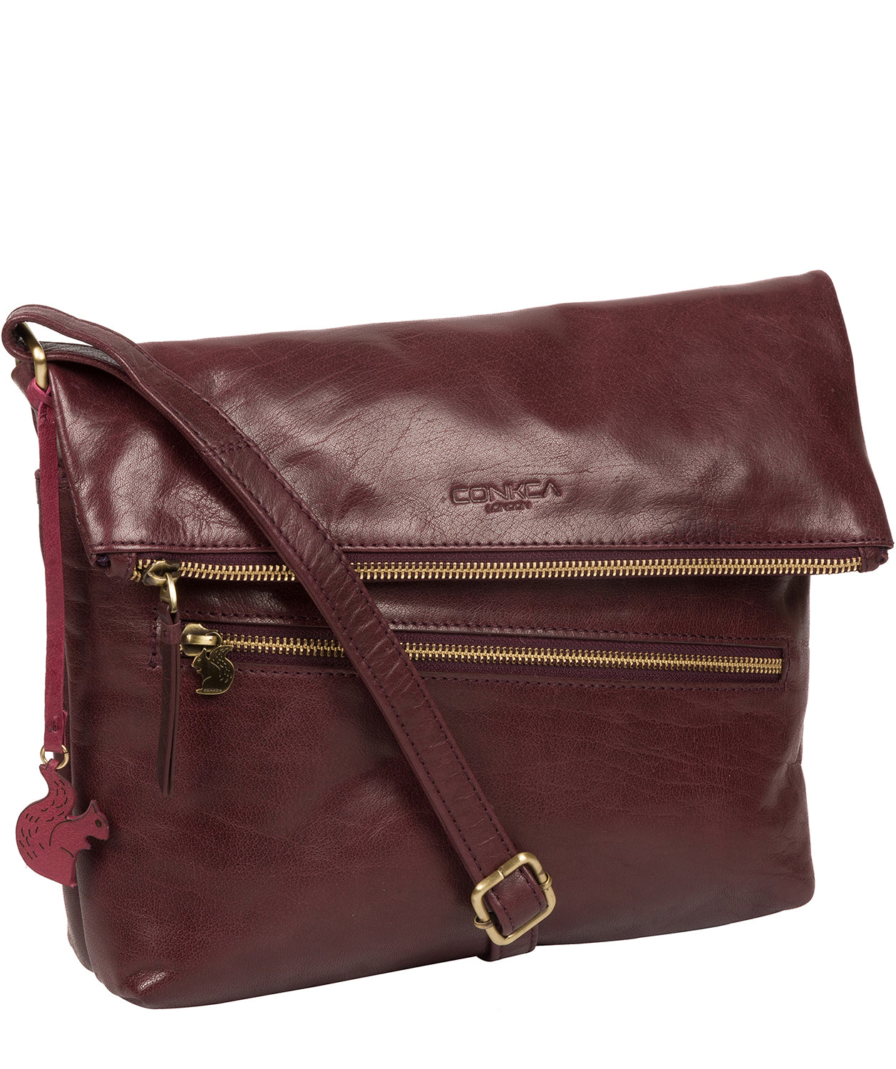 'Marina' Plum Leather Shoulder Bag Pure Luxuries London