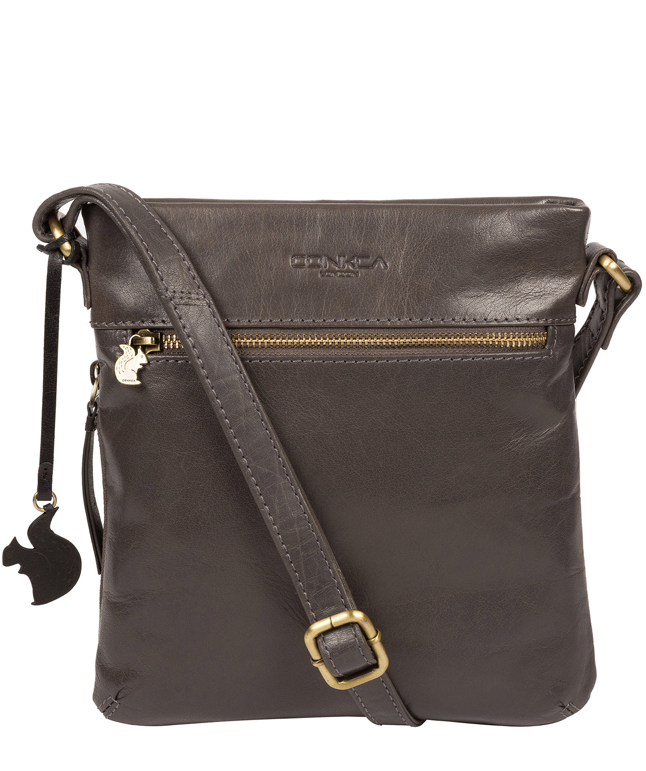 'Yayoi' Slate Leather Cross Body Bag Pure Luxuries London