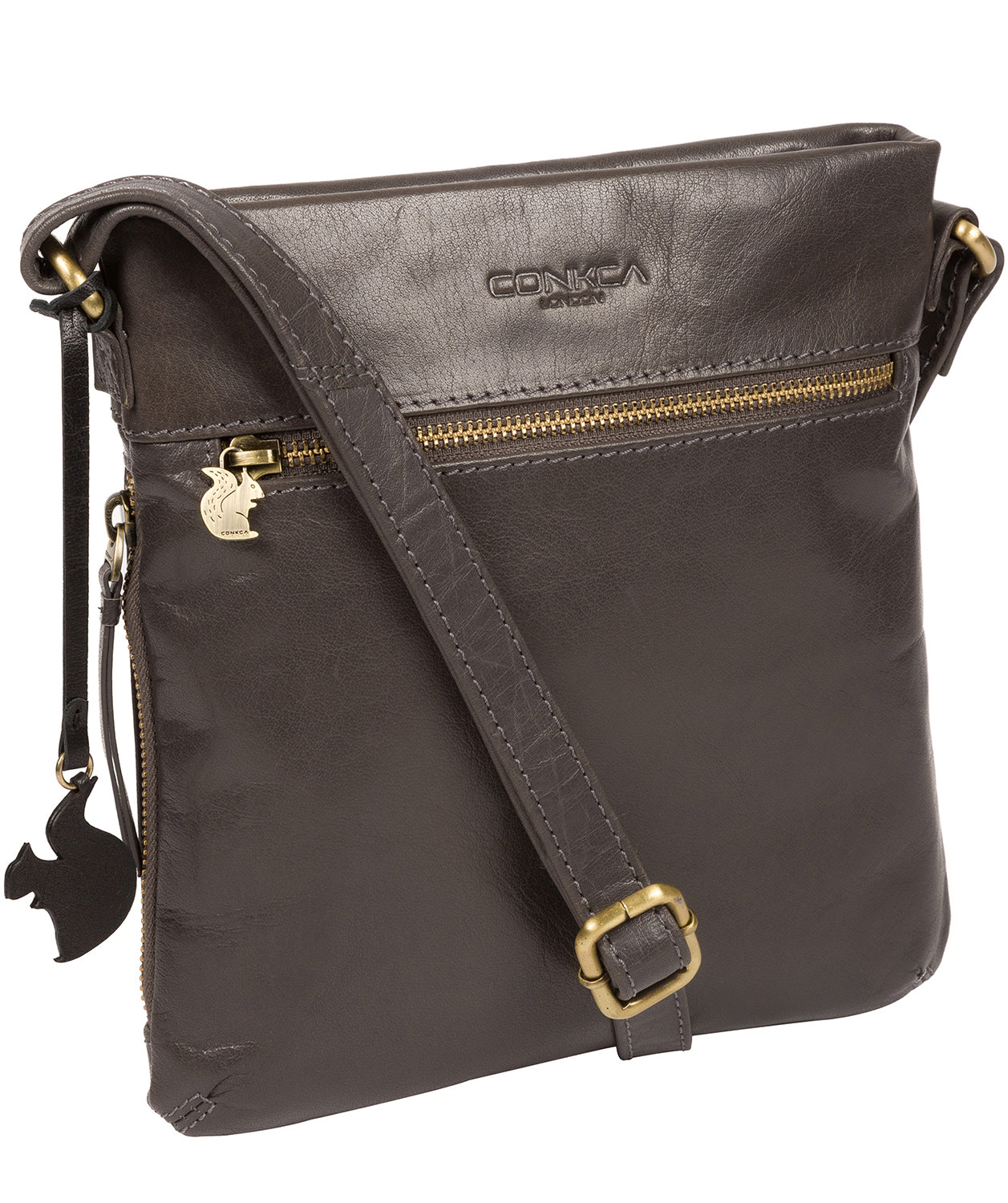 'Yayoi' Slate Leather Cross Body Bag Pure Luxuries London