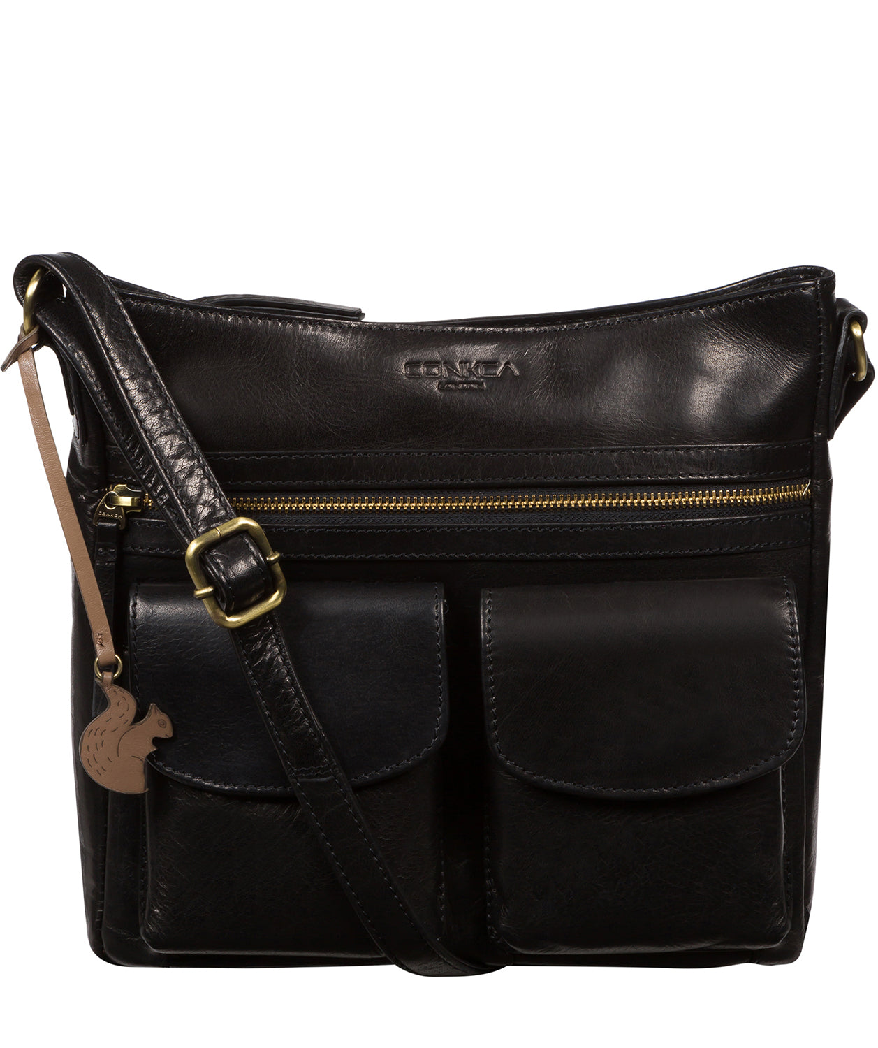 'Bon' Black Leather Cross Body Bag