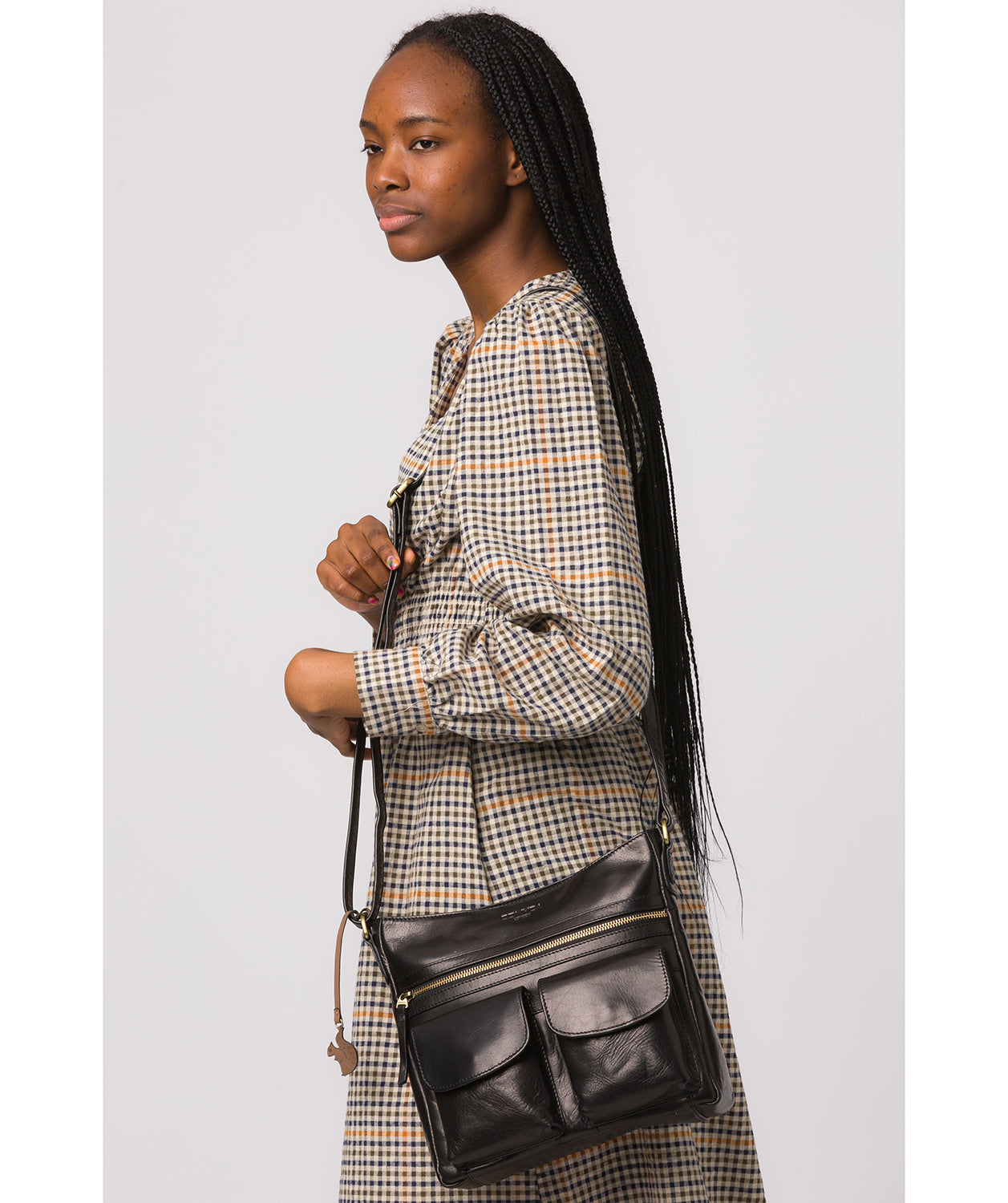 'Bon' Black Leather Cross Body Bag