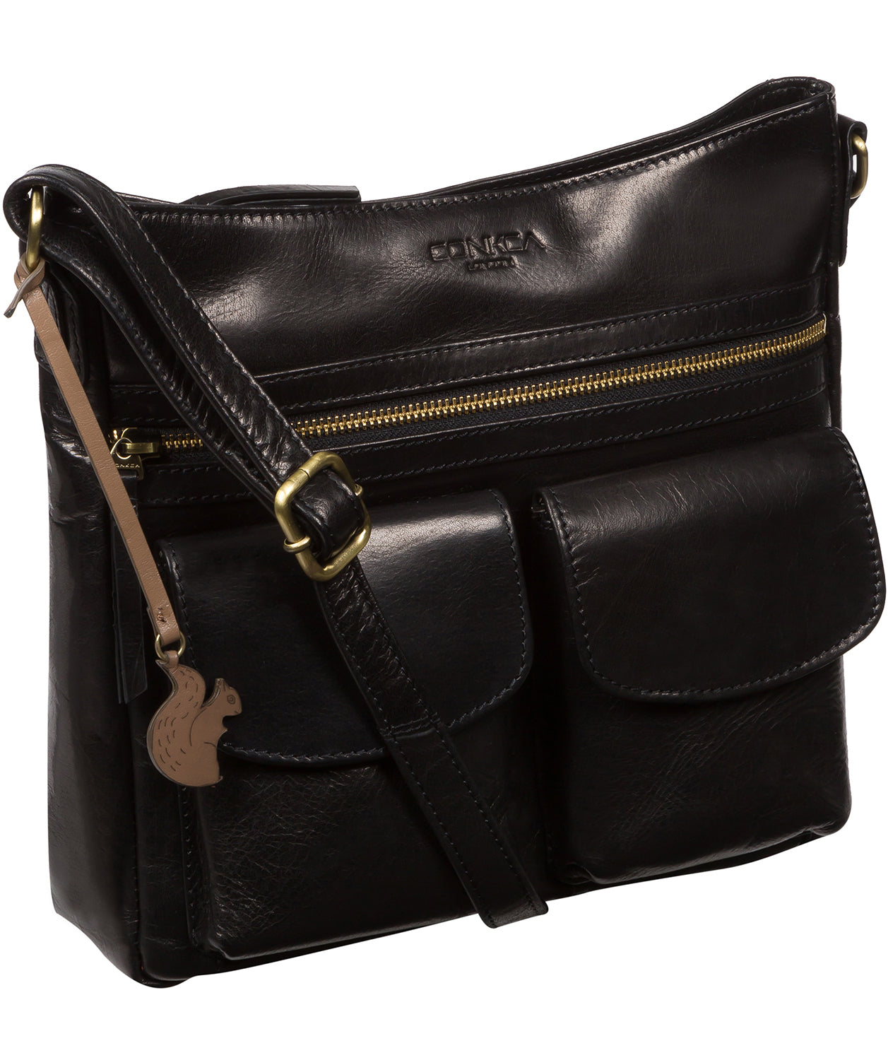 'Bon' Black Leather Cross Body Bag