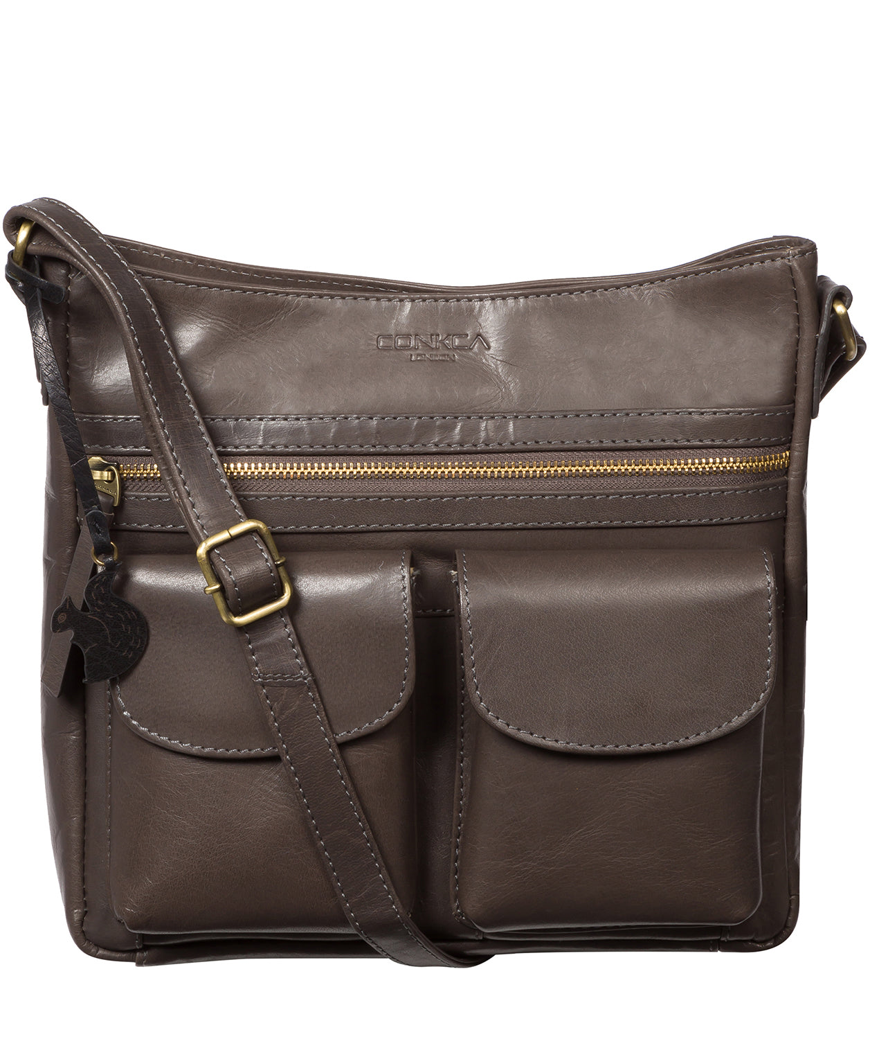 'Bon' Slate Leather Cross Body Bag