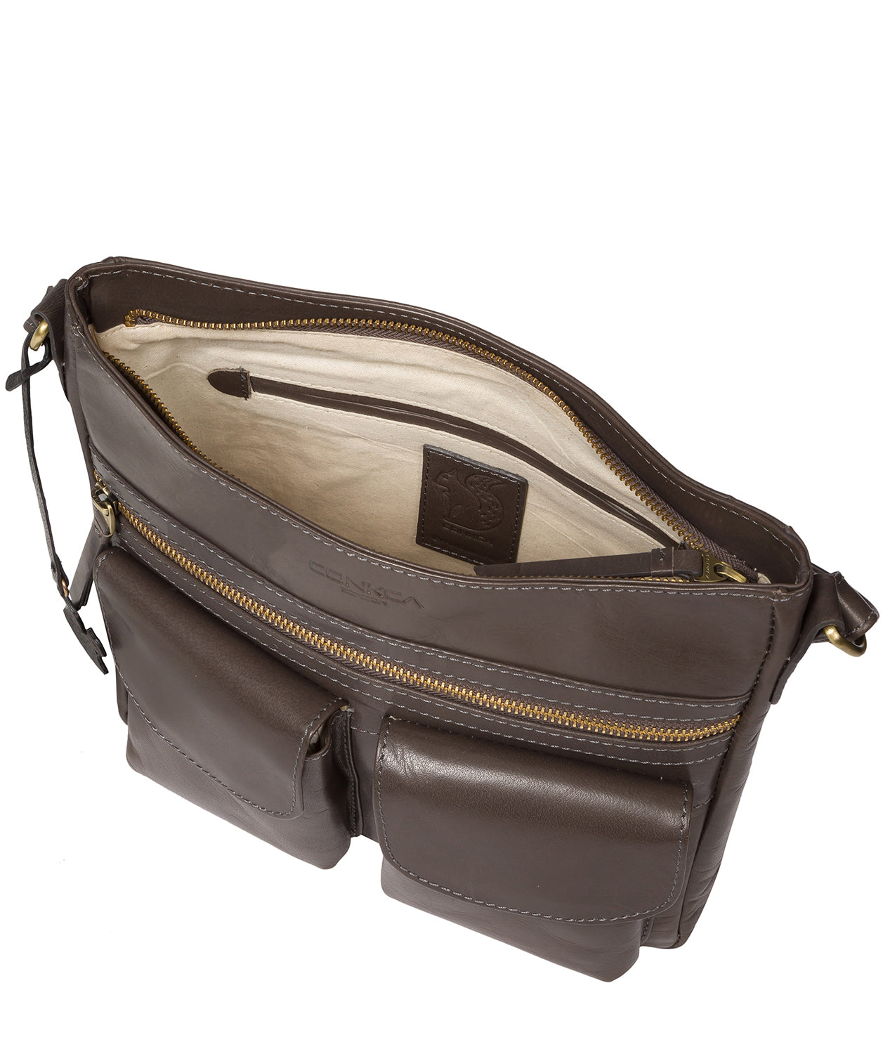 'Bon' Slate Leather Cross Body Bag