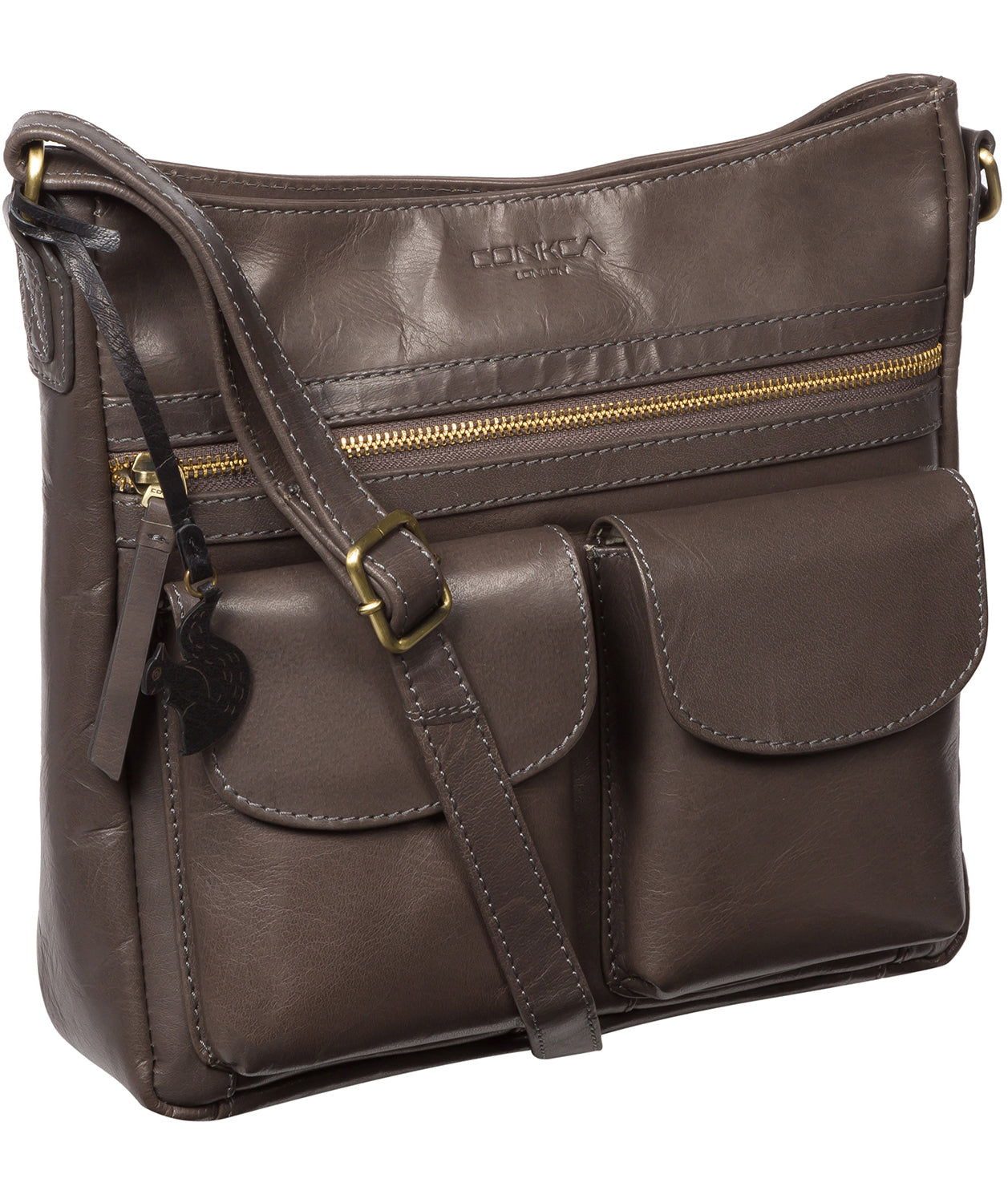 'Bon' Slate Leather Cross Body Bag