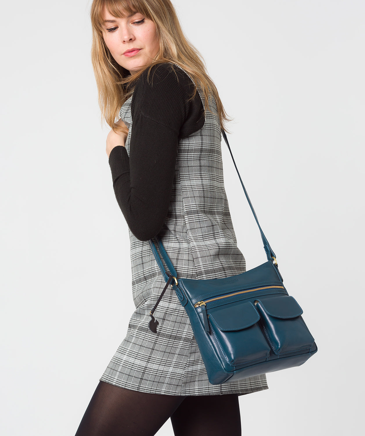 'Bon' Snorkel Blue Leather Cross Body Bag