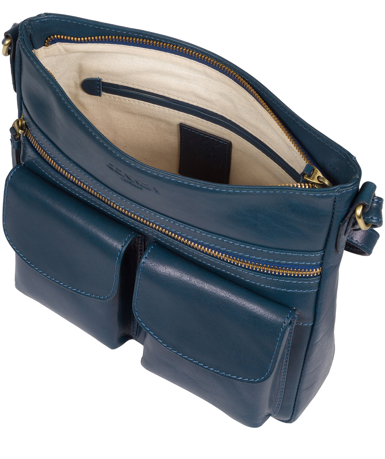 'Bon' Snorkel Blue Leather Cross Body Bag