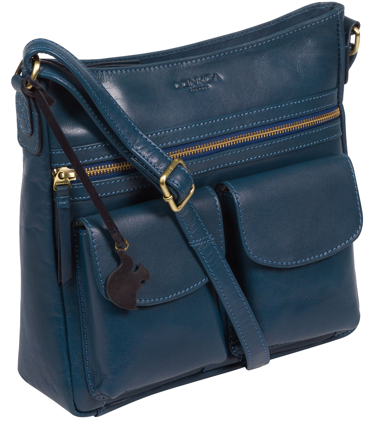 'Bon' Snorkel Blue Leather Cross Body Bag