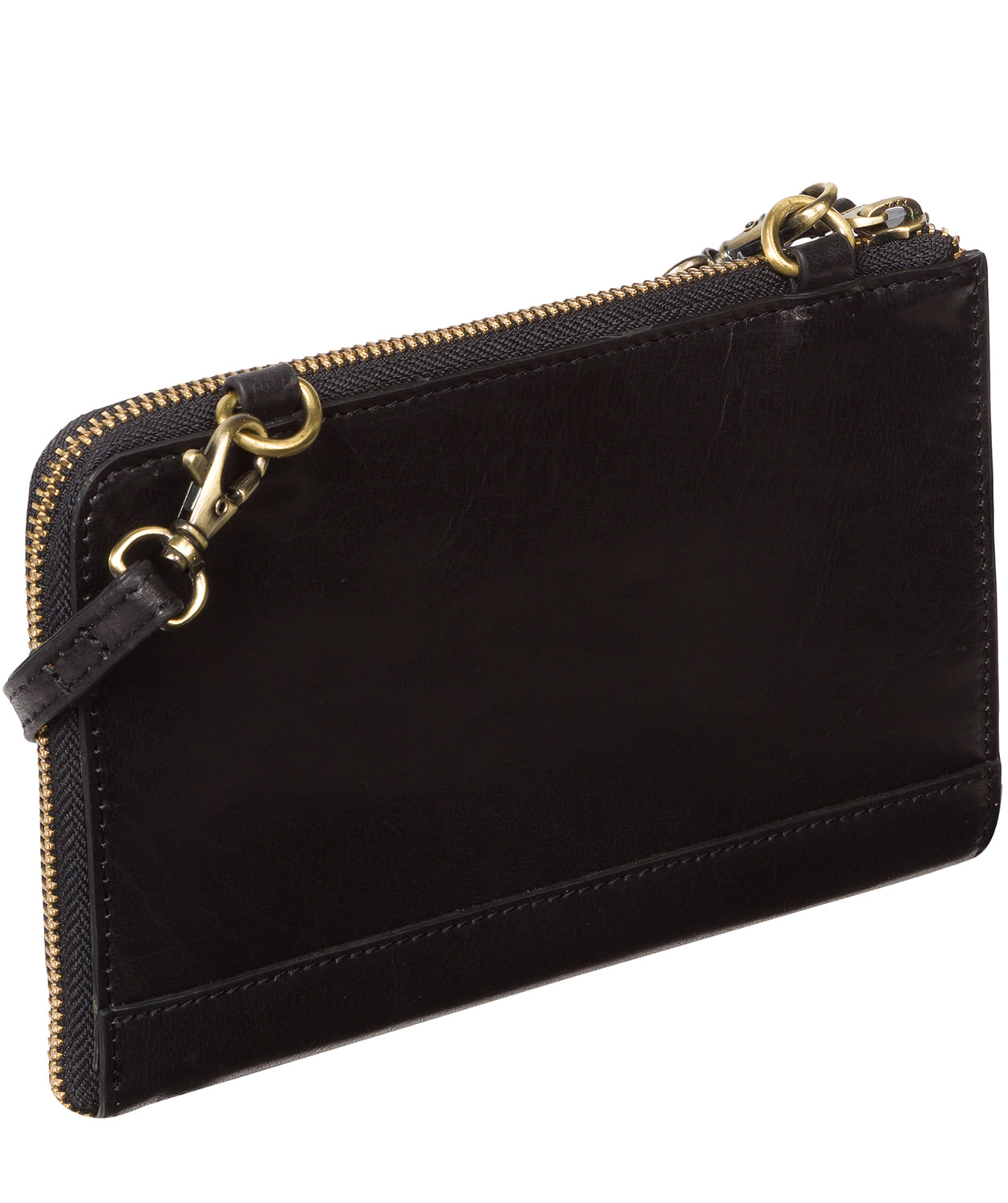 'Senga' Black Leather Cross Body Clutch Bag