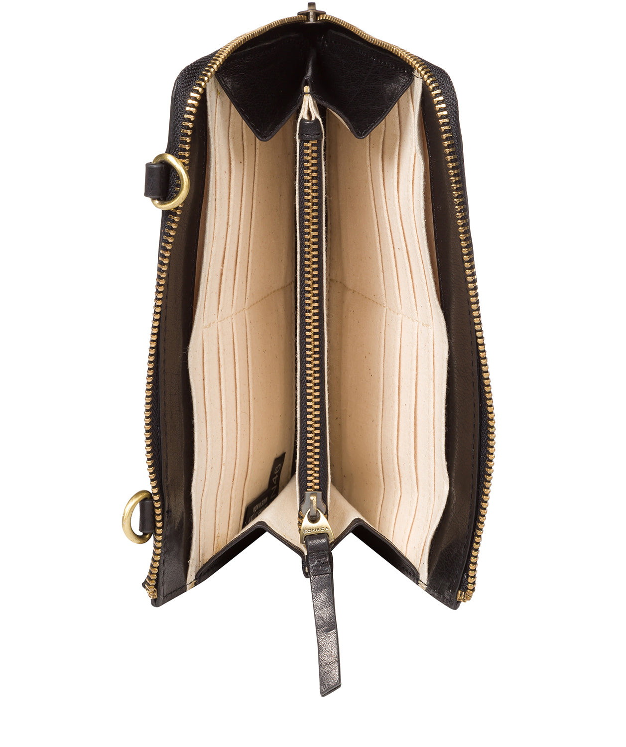 'Senga' Black Leather Cross Body Clutch Bag