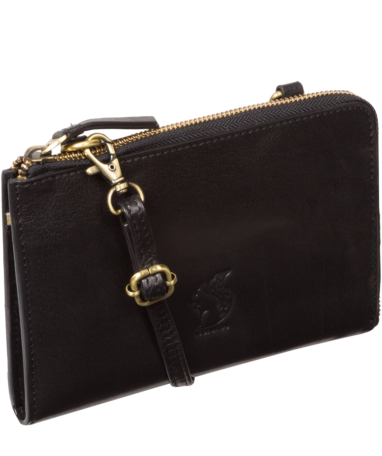 'Senga' Black Leather Cross Body Clutch Bag