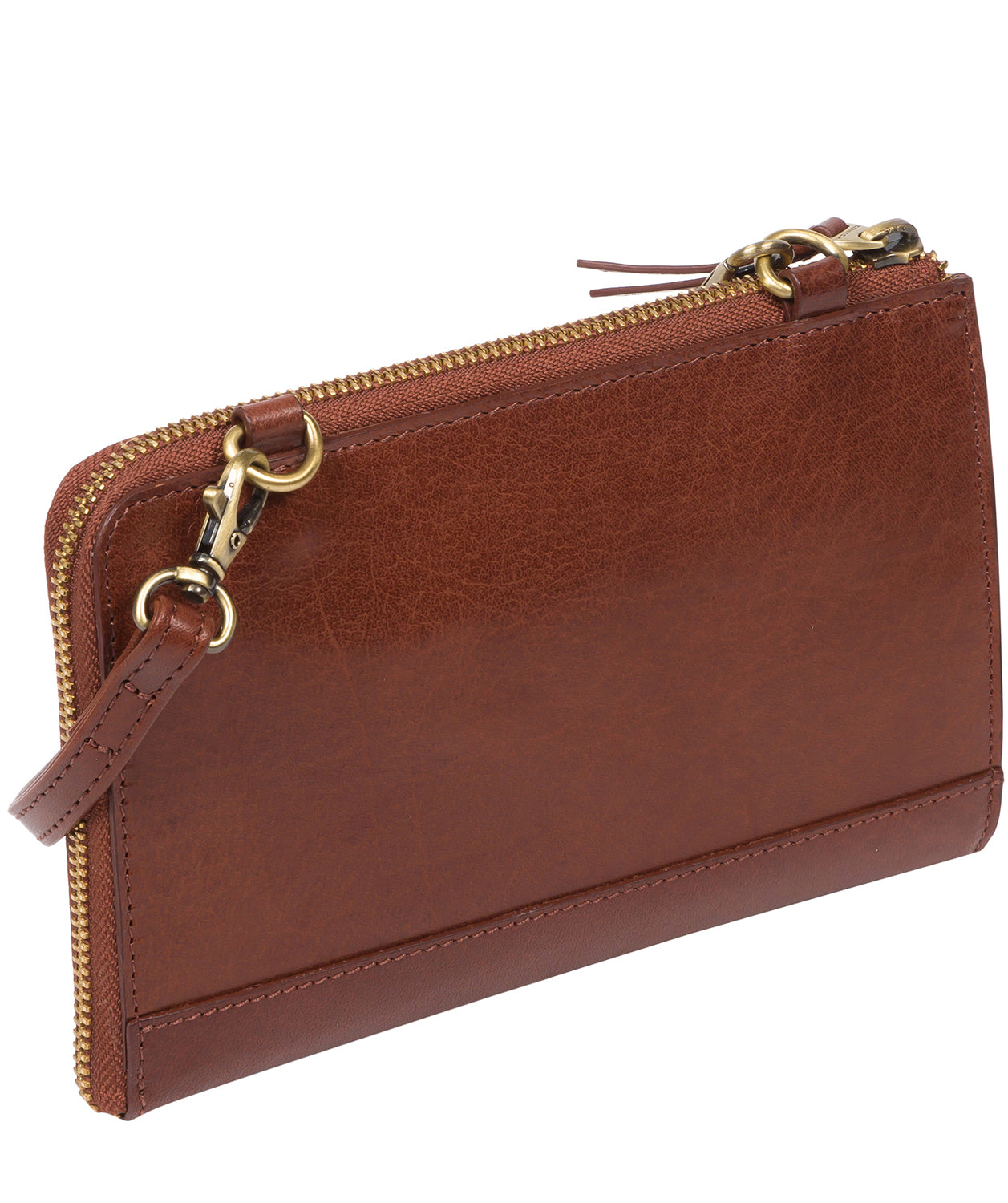 'Senga' Conker Brown Leather Cross Body Clutch Bag