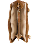 'Senga' Dark Tan Leather Cross Body Clutch Bag