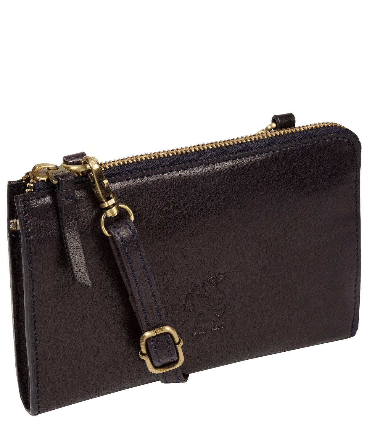 'Senga' Navy Leather Clutch Bag image 5